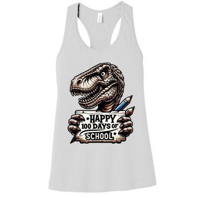 Happy 100 Days Of School Scary Funny Trex For Teachers Women's Racerback Tank