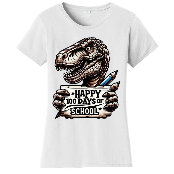 Happy 100 Days Of School Scary Funny Trex For Teachers Women's T-Shirt