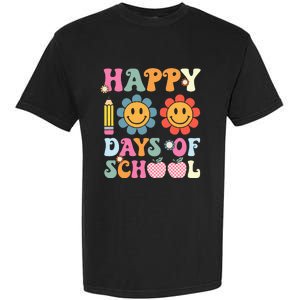 Happy 100th Day Of School Teacher Retro Groovy 100 Days Garment-Dyed Heavyweight T-Shirt