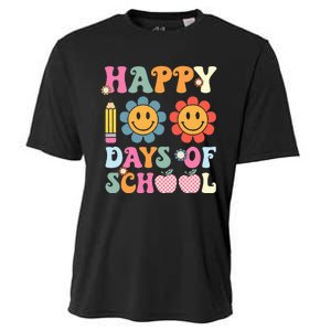 Happy 100th Day Of School Teacher Retro Groovy 100 Days Cooling Performance Crew T-Shirt