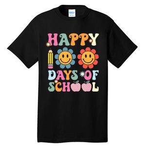 Happy 100th Day Of School Teacher Retro Groovy 100 Days Tall T-Shirt