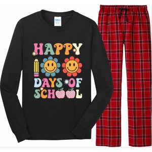 Happy 100th Day Of School Teacher Retro Groovy 100 Days Long Sleeve Pajama Set