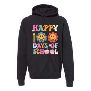 Happy 100th Day Of School Teacher Retro Groovy 100 Days Premium Hoodie