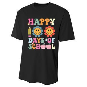 Happy 100th Day Of School Teacher Retro Groovy 100 Days Performance Sprint T-Shirt