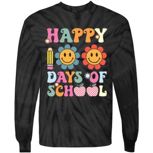 Happy 100th Day Of School Teacher Retro Groovy 100 Days Tie-Dye Long Sleeve Shirt