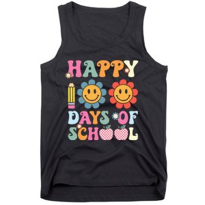 Happy 100th Day Of School Teacher Retro Groovy 100 Days Tank Top