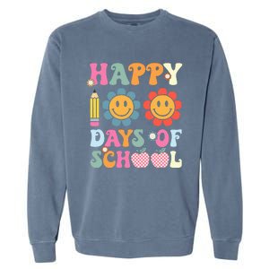 Happy 100th Day Of School Teacher Retro Groovy 100 Days Garment-Dyed Sweatshirt