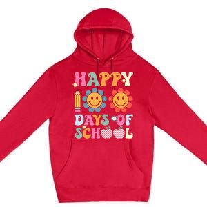 Happy 100th Day Of School Teacher Retro Groovy 100 Days Premium Pullover Hoodie