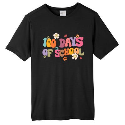 Happy 100 Days Of School 100 Days Smarter Brighter Groovy Gift Tall Fusion ChromaSoft Performance T-Shirt