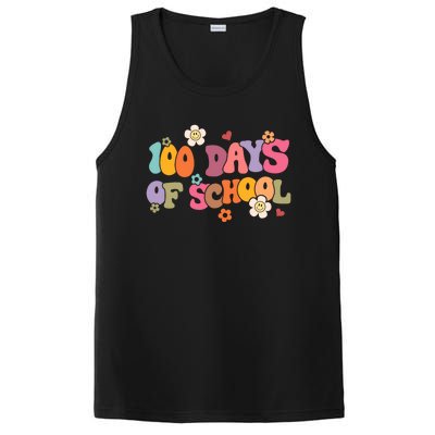 Happy 100 Days Of School 100 Days Smarter Brighter Groovy Gift PosiCharge Competitor Tank