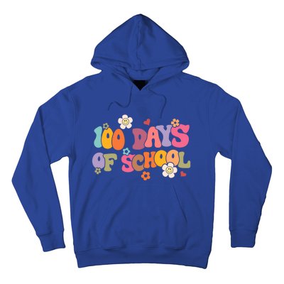 Happy 100 Days Of School 100 Days Smarter Brighter Groovy Gift Hoodie