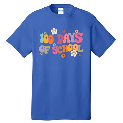 Happy 100 Days Of School 100 Days Smarter Brighter Groovy Gift Tall T-Shirt