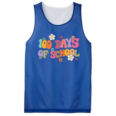 Happy 100 Days Of School 100 Days Smarter Brighter Groovy Gift Mesh Reversible Basketball Jersey Tank