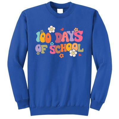 Happy 100 Days Of School 100 Days Smarter Brighter Groovy Gift Tall Sweatshirt