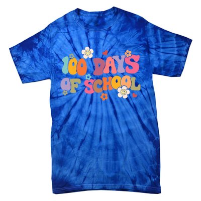 Happy 100 Days Of School 100 Days Smarter Brighter Groovy Gift Tie-Dye T-Shirt