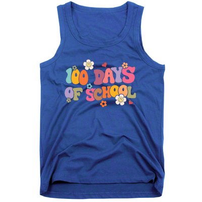 Happy 100 Days Of School 100 Days Smarter Brighter Groovy Gift Tank Top