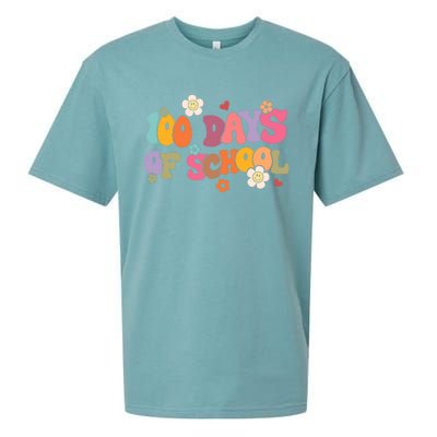 Happy 100 Days Of School 100 Days Smarter Brighter Groovy Gift Sueded Cloud Jersey T-Shirt