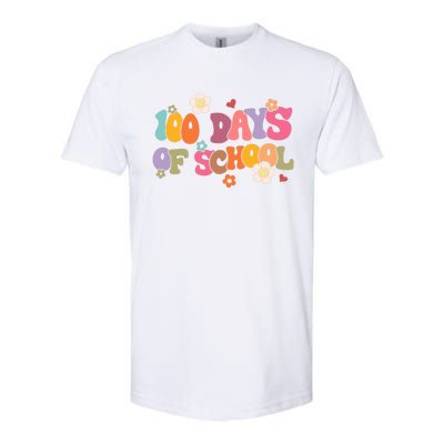 Happy 100 Days Of School 100 Days Smarter Brighter Groovy Gift Softstyle CVC T-Shirt