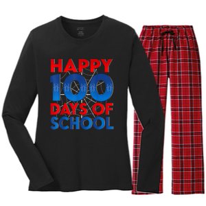 Happy 100 Days Of School Celebrating A Milestone Women's Long Sleeve Flannel Pajama Set 