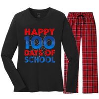 Happy 100 Days Of School Celebrating A Milestone Women's Long Sleeve Flannel Pajama Set 