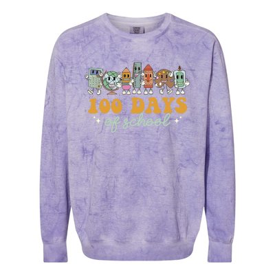 Happy 100 Days Of School 100 Days Smarter Pencil Gift Colorblast Crewneck Sweatshirt