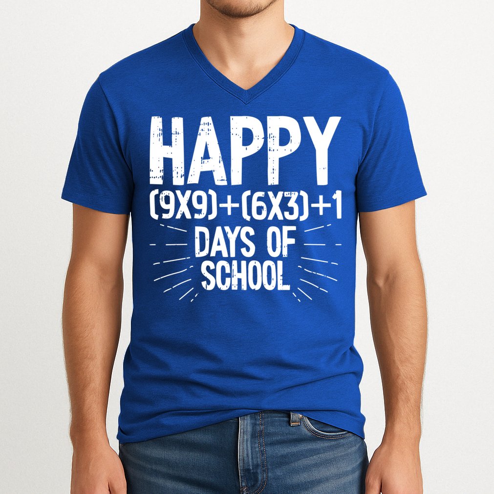 Happy 100 Days Of School 100th Day Of School Math Equation Gift V-Neck T-Shirt