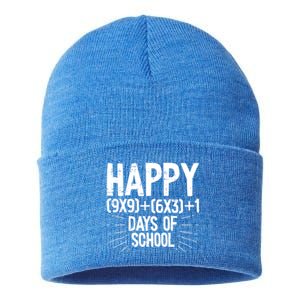 Happy 100 Days Of School 100th Day Of School Math Equation Gift Sustainable Knit Beanie