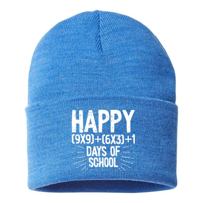 Happy 100 Days Of School 100th Day Of School Math Equation Gift Sustainable Knit Beanie