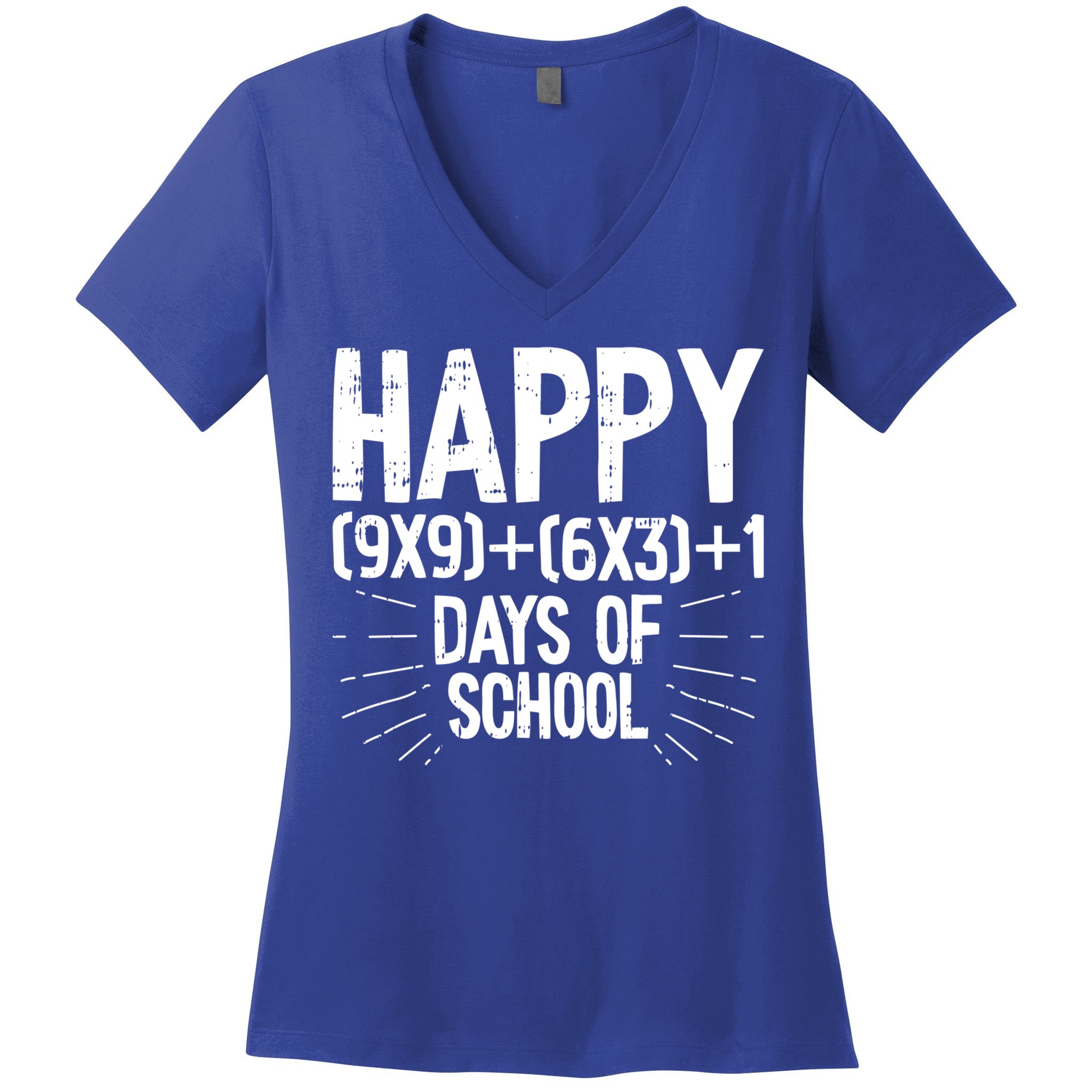 Happy 100 Days Of School 100th Day Of School Math Equation Gift Women's V-Neck T-Shirt