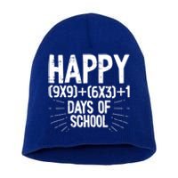 Happy 100 Days Of School 100th Day Of School Math Equation Gift Short Acrylic Beanie