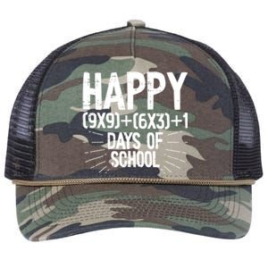 Happy 100 Days Of School 100th Day Of School Math Equation Gift Retro Rope Trucker Hat Cap