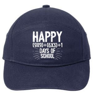 Happy 100 Days Of School 100th Day Of School Math Equation Gift 7-Panel Snapback Hat