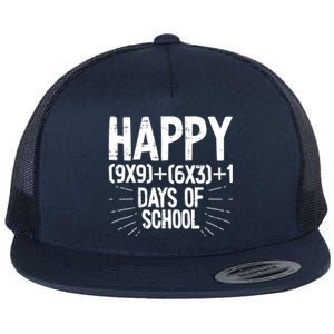 Happy 100 Days Of School 100th Day Of School Math Equation Gift Flat Bill Trucker Hat