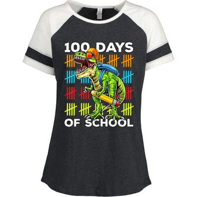 Happy 100th Day of School Teachers 100 Days Enza Ladies Jersey Colorblock Tee