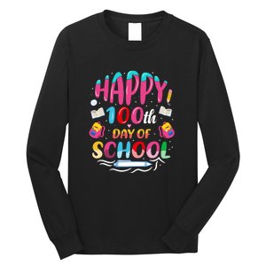 Happy 100th Day Of School 100 Days Of School Teacher Student Long Sleeve Shirt