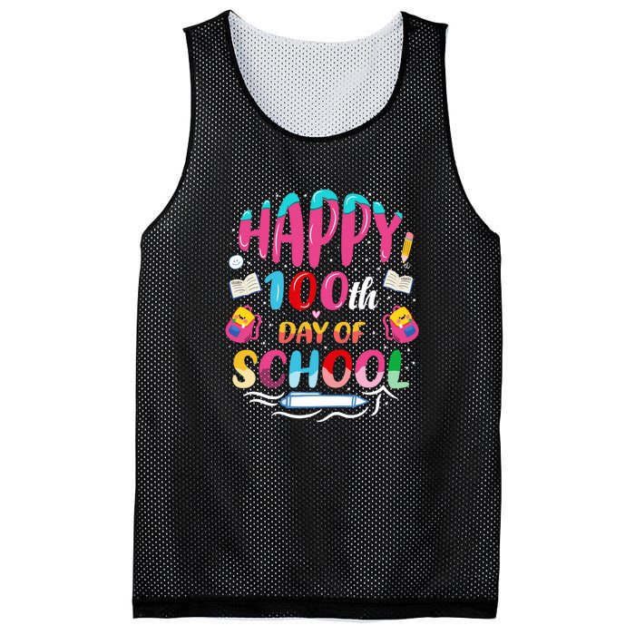 Happy 100th Day Of School 100 Days Of School Teacher Student Mesh Reversible Basketball Jersey Tank