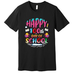 Happy 100th Day Of School 100 Days Of School Teacher Student Premium T-Shirt