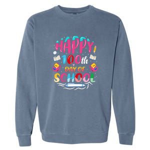 Happy 100th Day Of School 100 Days Of School Teacher Student Garment-Dyed Sweatshirt