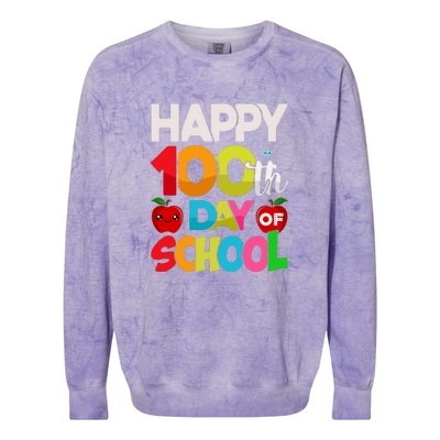 Happy 100th Day Of School 100 Days Of School Teacher Student Colorblast Crewneck Sweatshirt