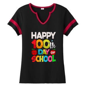 Happy 100th Day Of School 100 Days Of School Teacher Student Ladies Halftime Notch Neck Tee