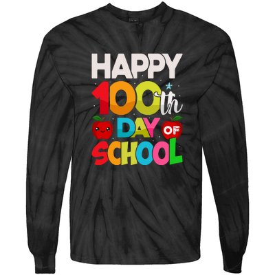 Happy 100th Day Of School 100 Days Of School Teacher Student Tie-Dye Long Sleeve Shirt