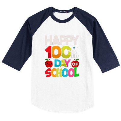 Happy 100th Day Of School 100 Days Of School Teacher Student Baseball Sleeve Shirt