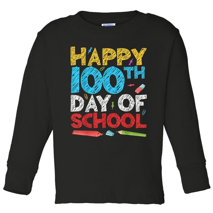 Happy 100th Day Of School  Toddler Long Sleeve Shirt