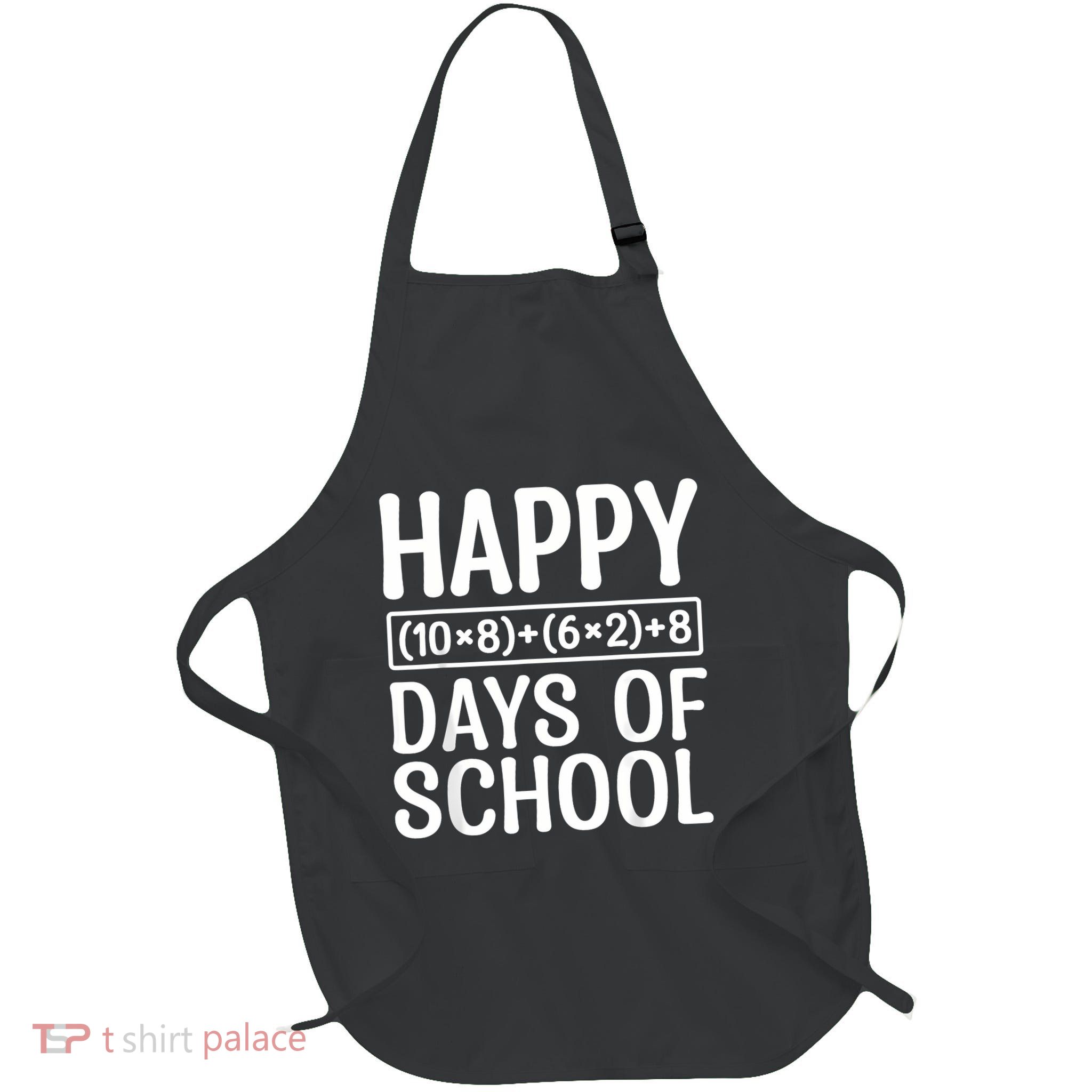Happy 100th Day Of School Funny Math Equation Teacher Full-Length Apron With Pockets