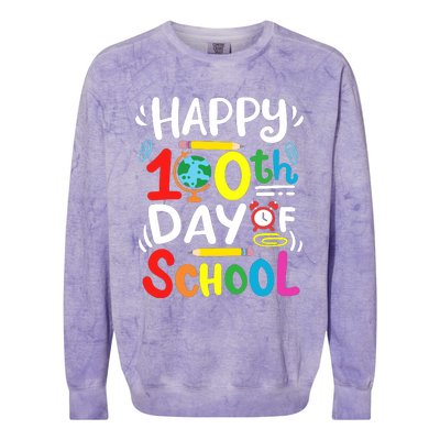 Happy 100th Day Of School 100 Days Of School Teacher Student Colorblast Crewneck Sweatshirt