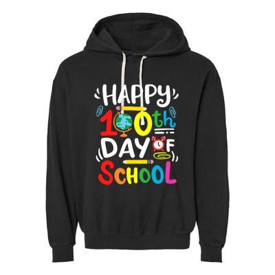 Happy 100th Day Of School 100 Days Of School Teacher Student Garment-Dyed Fleece Hoodie