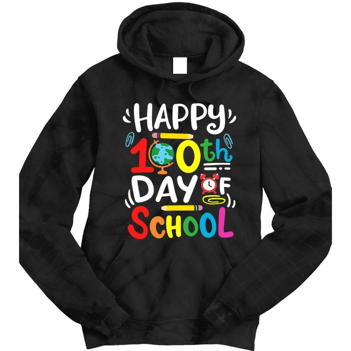 Happy 100th Day Of School 100 Days Of School Teacher Student Tie Dye Hoodie