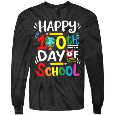 Happy 100th Day Of School 100 Days Of School Teacher Student Tie-Dye Long Sleeve Shirt