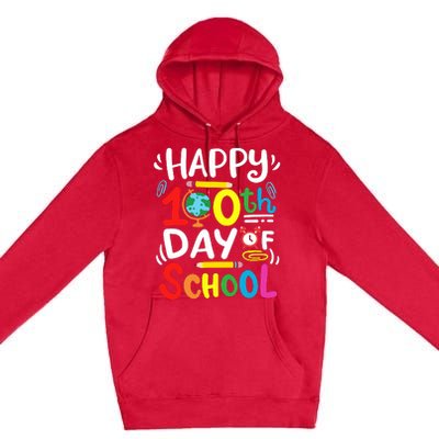 Happy 100th Day Of School 100 Days Of School Teacher Student Premium Pullover Hoodie