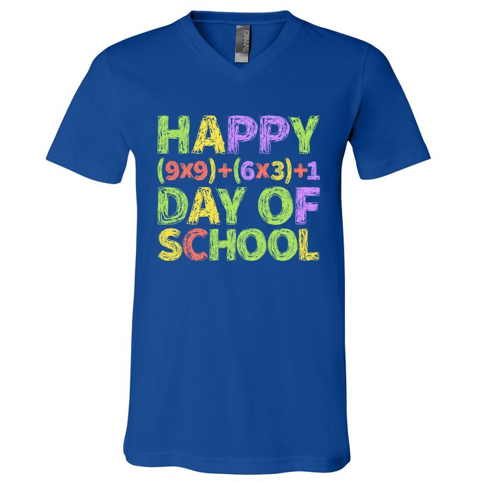 Happy 100 Days Of School Colorful Math Formula Meaningful Gift V-Neck T-Shirt